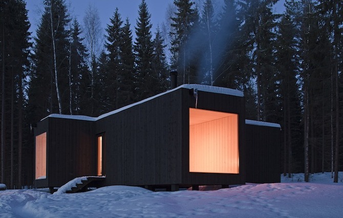 Una cabaña finlandesa en la nieve arquitectura, casas deco & chic