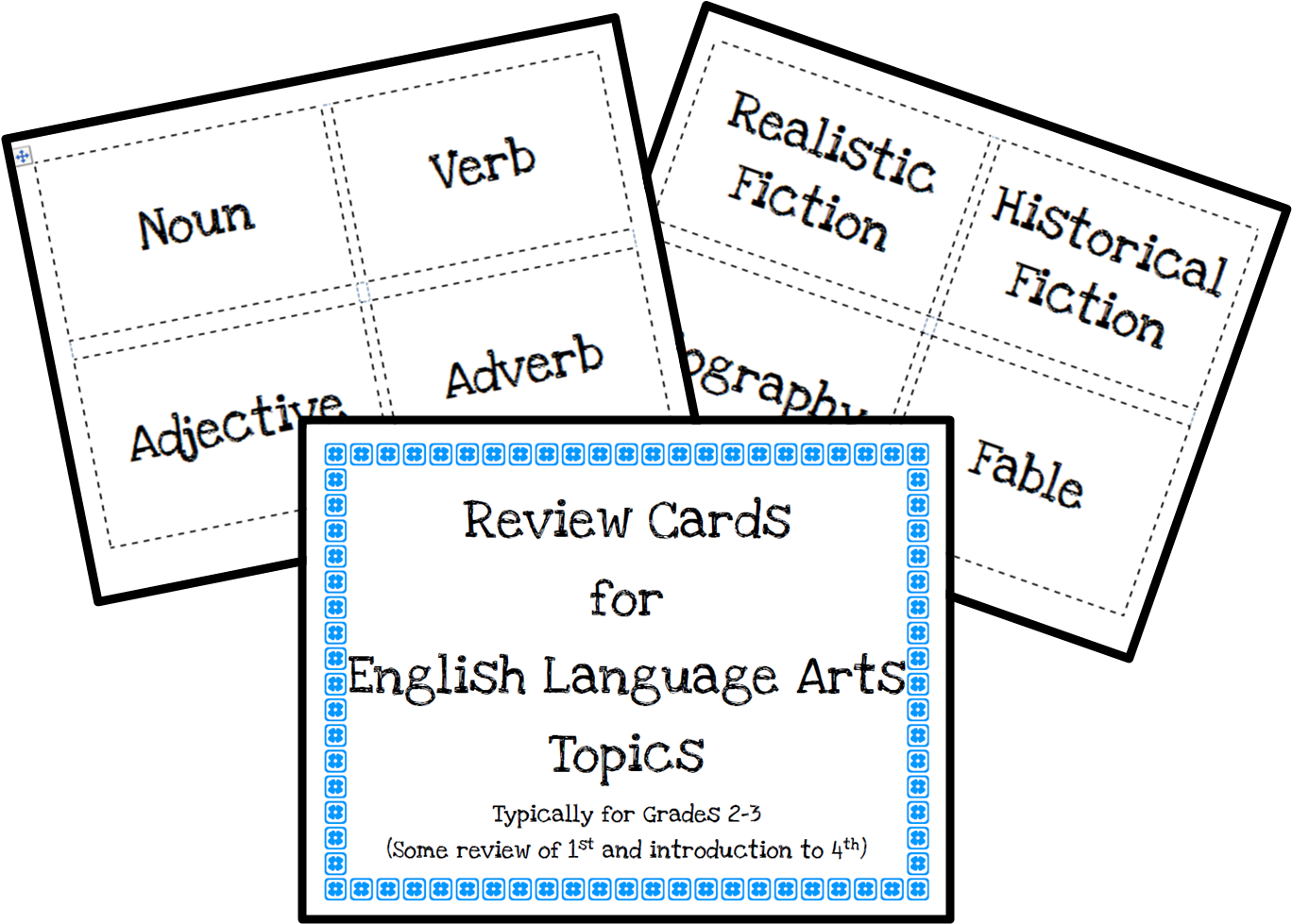 http://www.teacherspayteachers.com/Product/English-Language-Arts-Review-Cards-1098119