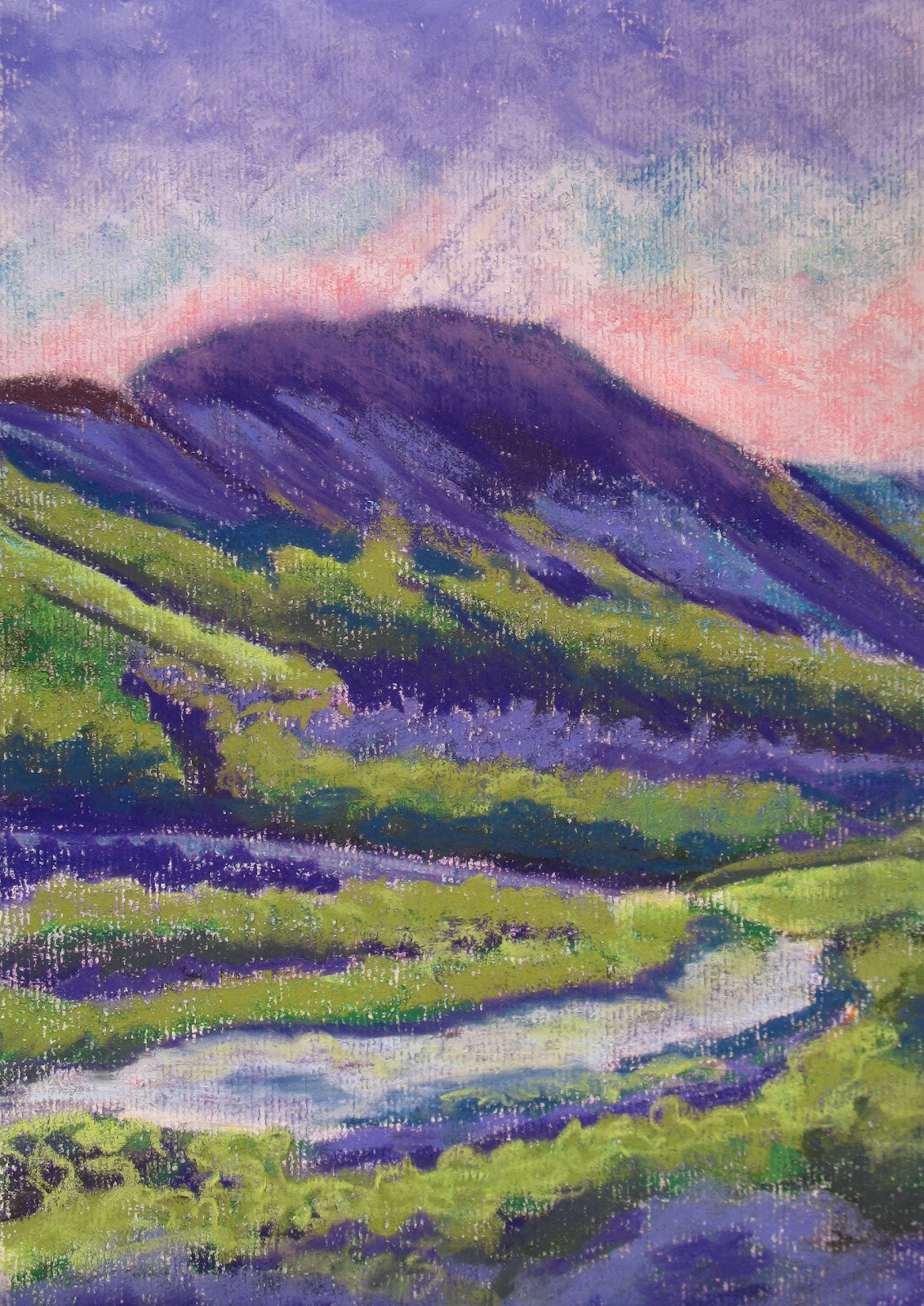 Mountain Abstract Challenge pastel paintings by Marion Hedger Daily