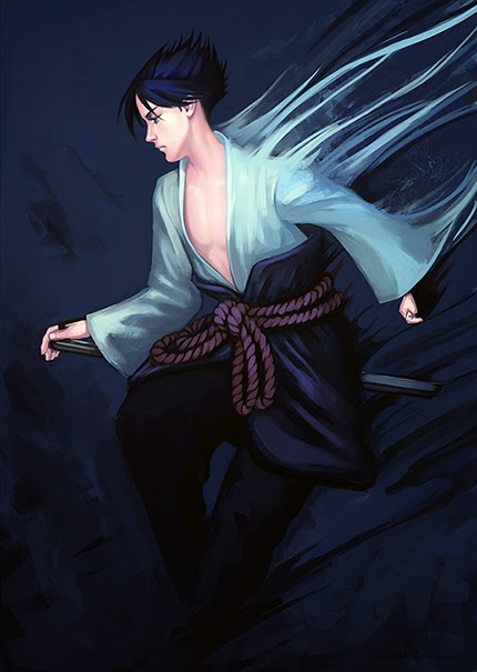 illustration de LaVata E. O'neal représentant Sasuke du manga Naruto