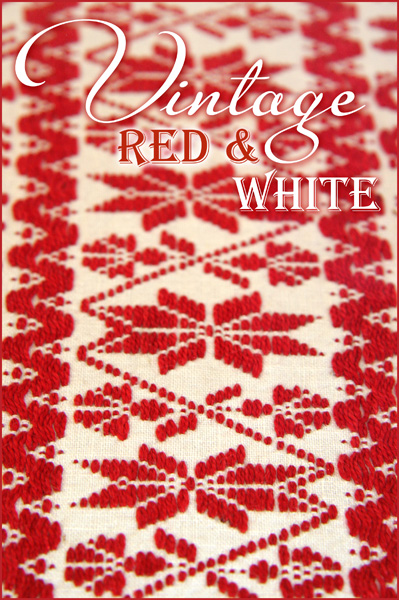 Nessy designs vintage red  white embroidery Nessy designs vintage red  white embroidery