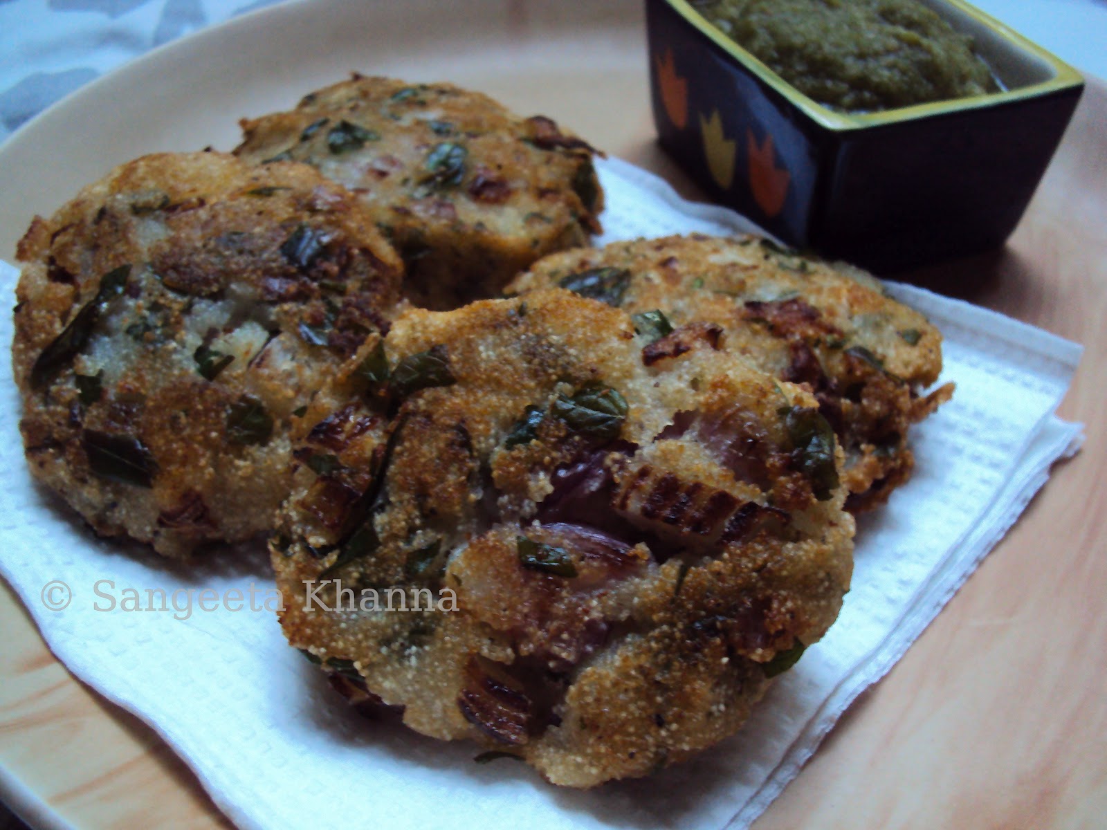 semolina and soy yogurt vada. a fried yet healthy snack..........