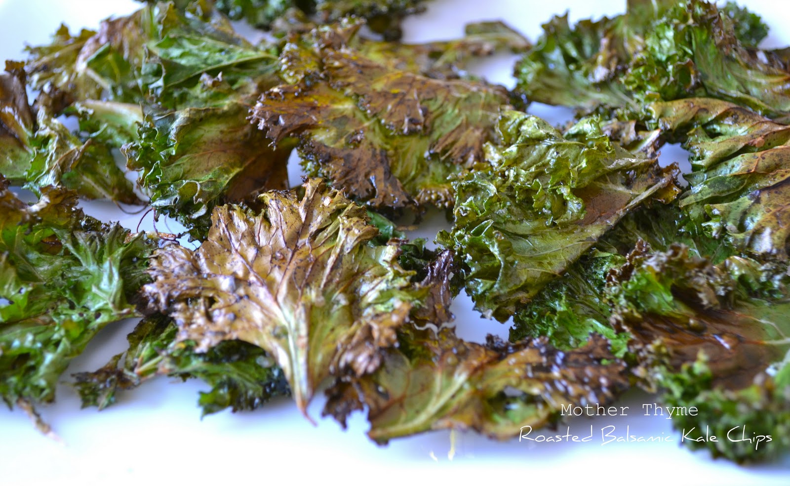 Roasted Balsamic Kale Chips Mother Thyme