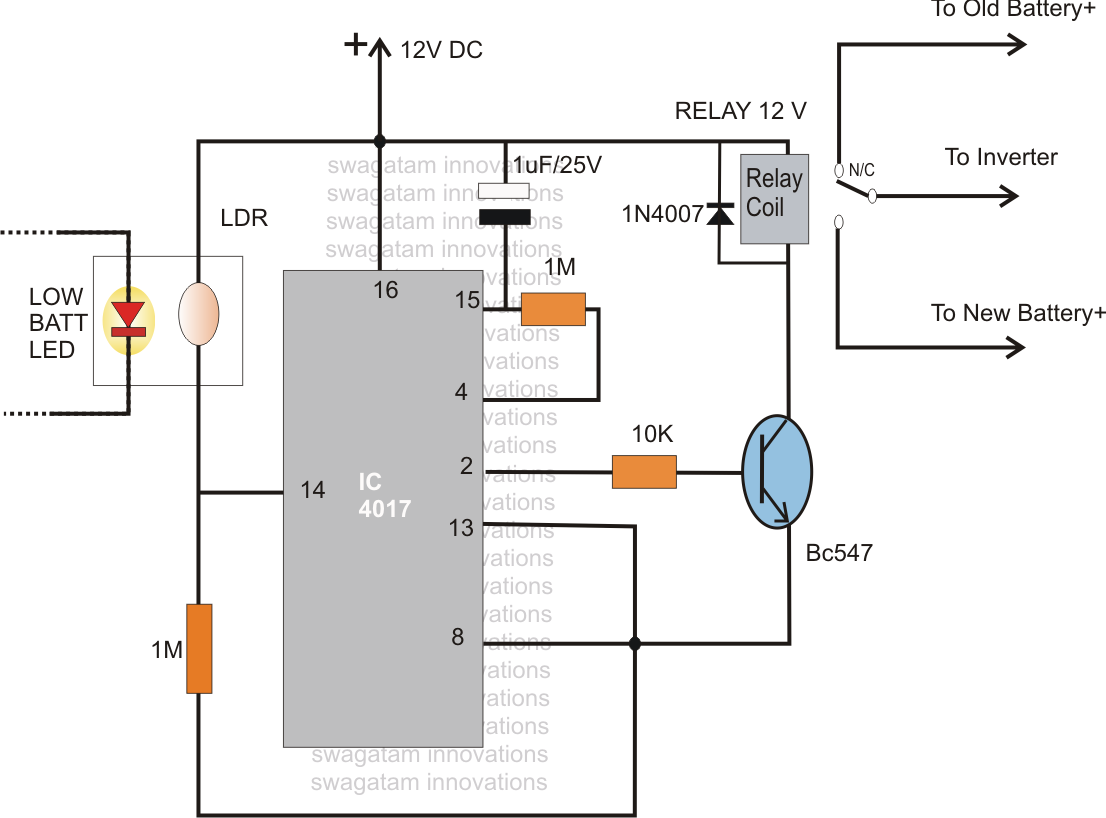 Automatic Dual Battery Changeover Relay Circuit