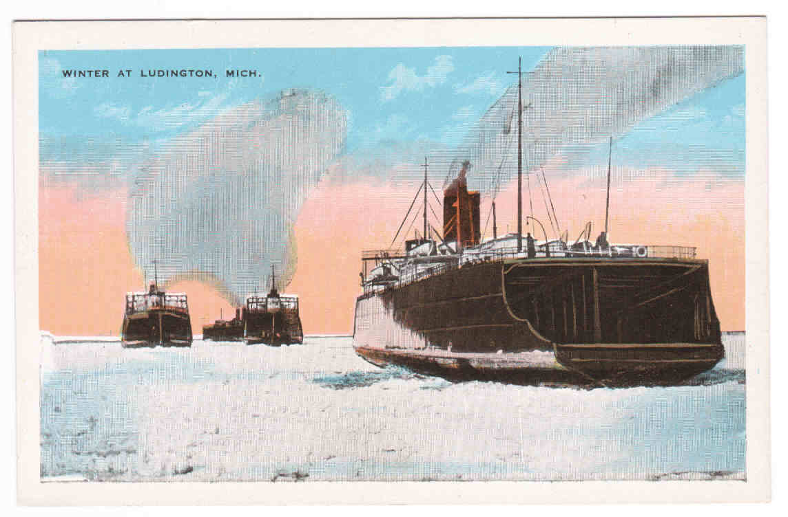My Life In Postcards Great Lakes Rail Ferry Steamers in Ice Ludington