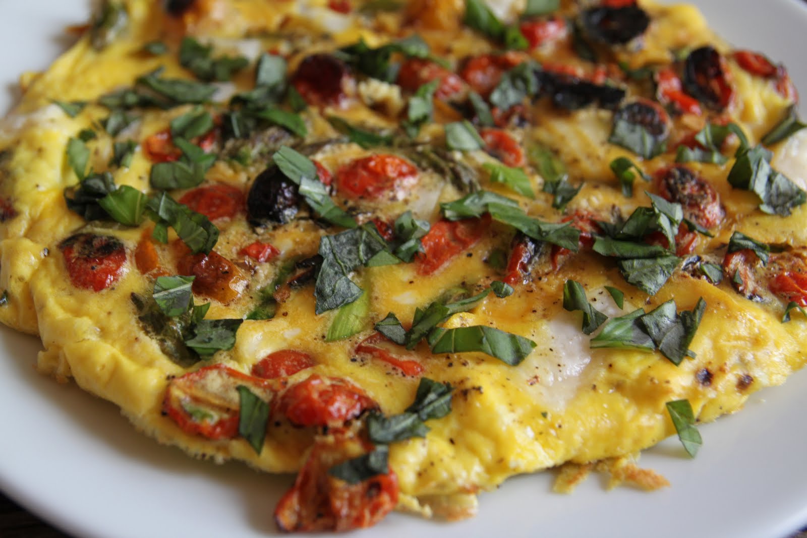 The Crosby Kitchen Oven Roasted Tomato, Asparagus, & Goat Cheese Frittata