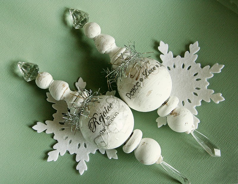 Homespun with Heart decoupaged handmade ornaments...