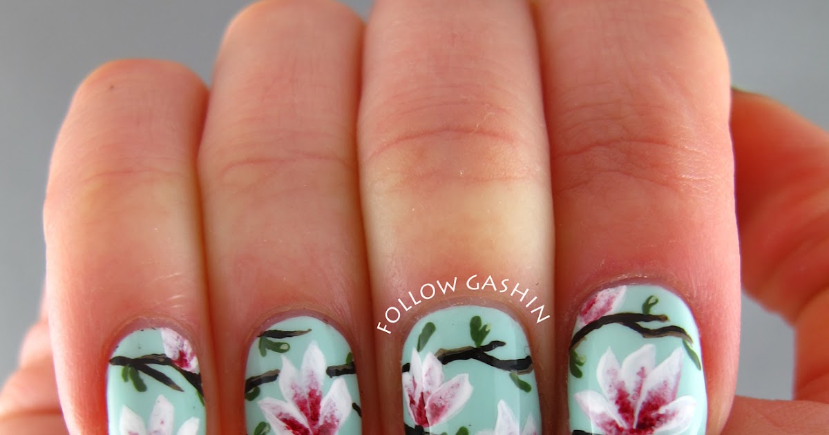follow gashin Magnolia Blossoms Nail Art