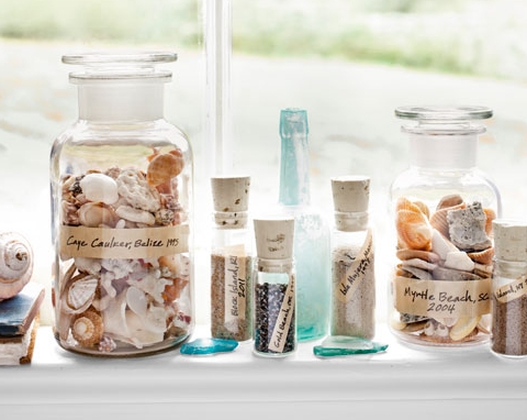 seashell collection in glass jar  (10 Summer Seashell Decor Ideas)   #decor #decorating #seashells #beach #summer #sea
