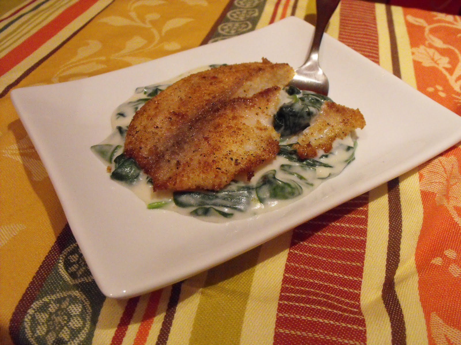 You Eat Like That Every Day? Tilapia Over Creamed Spinach