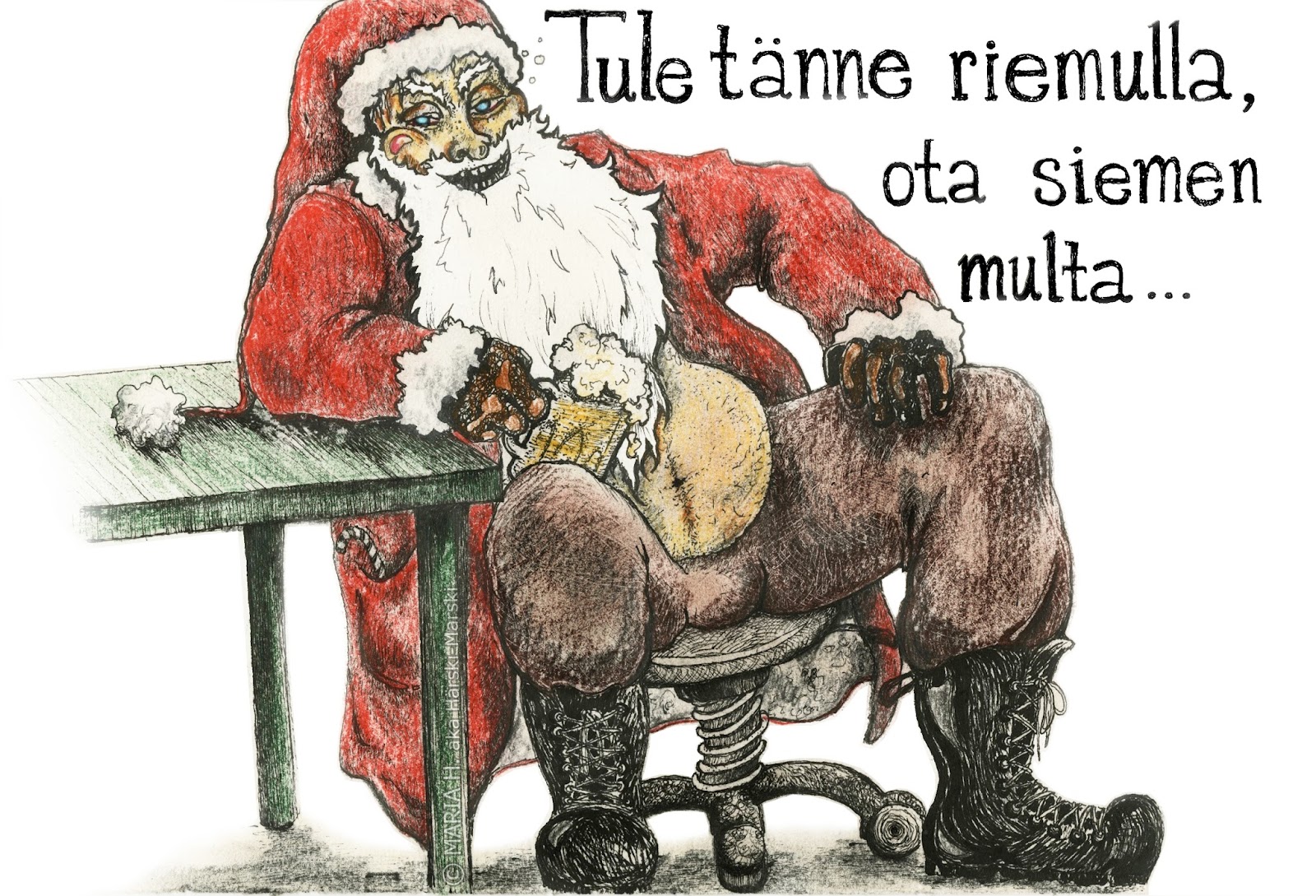 joulu vitsi piirros teekkari huumori