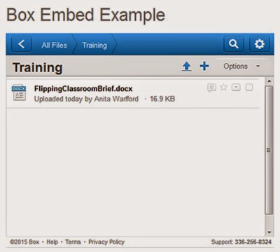Once you have embedded the Box code, students will see a list of all files in your Box folder.