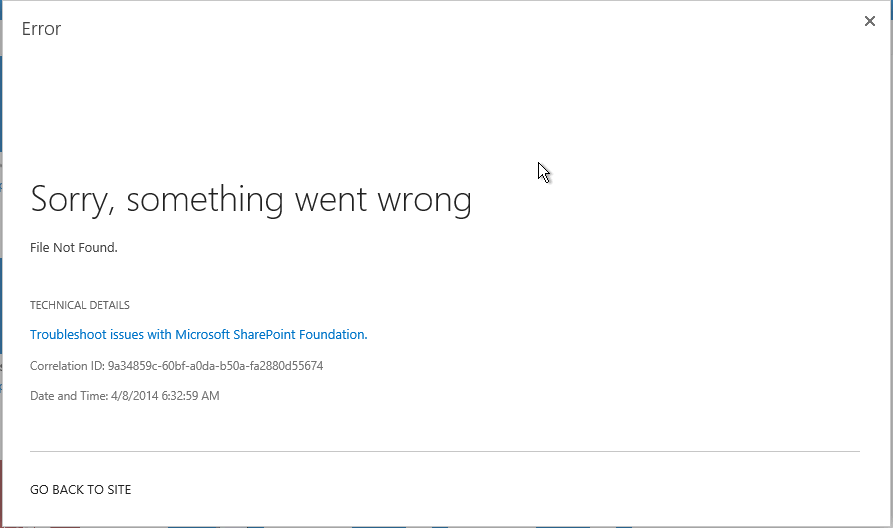 Sorry Something Went Wrong | DotNetSharePoint