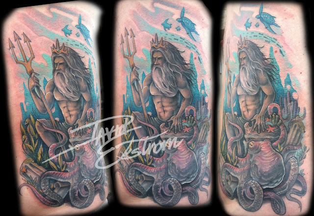 Poseidon God I Tattooed On A Security Guards Ribcage This Guys Tough Poseidon God I Tattooed On A Security Guards Ribcage This Guys Tough