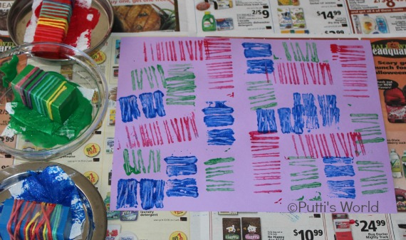 Yarn Wrapped Block Prints Stamping/ Printing for Kids Yarn Wrapped Block Prints
