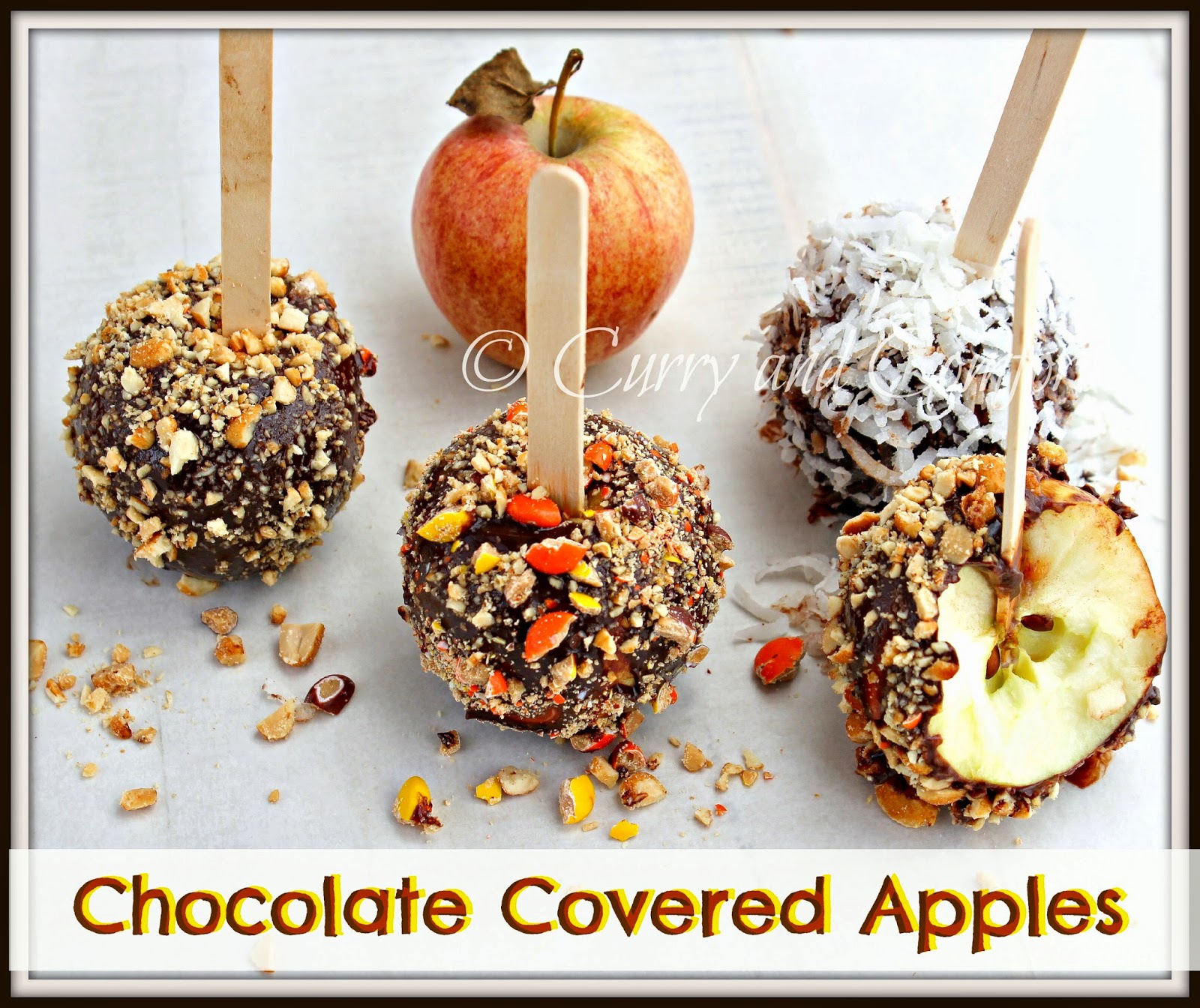 Kitchen Simmer Chocolate Covered Apples with Nuts, Candy and Coconut