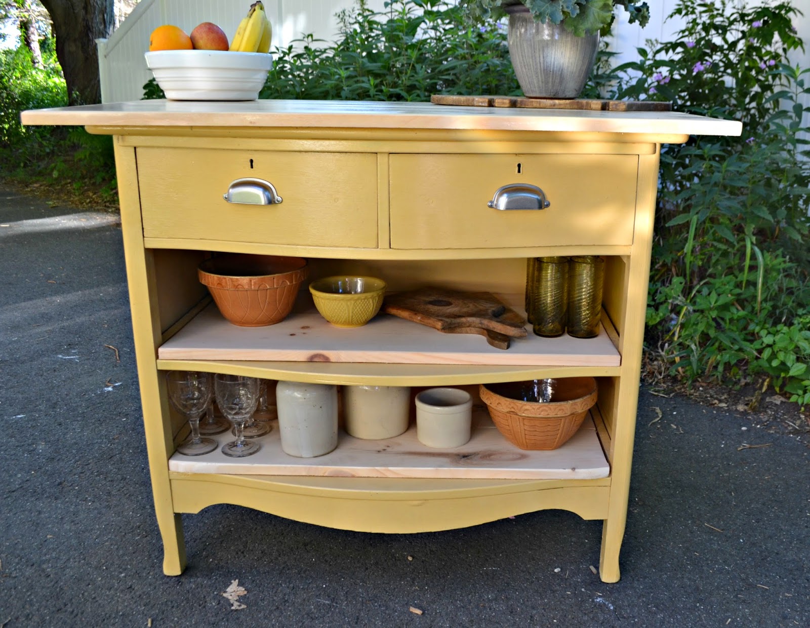 Heir and Space Antique Dresser Turned Kitchen Island