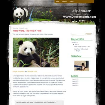 Big Brother Blogger Template. template for animal blog