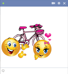 Smileys with pink bike