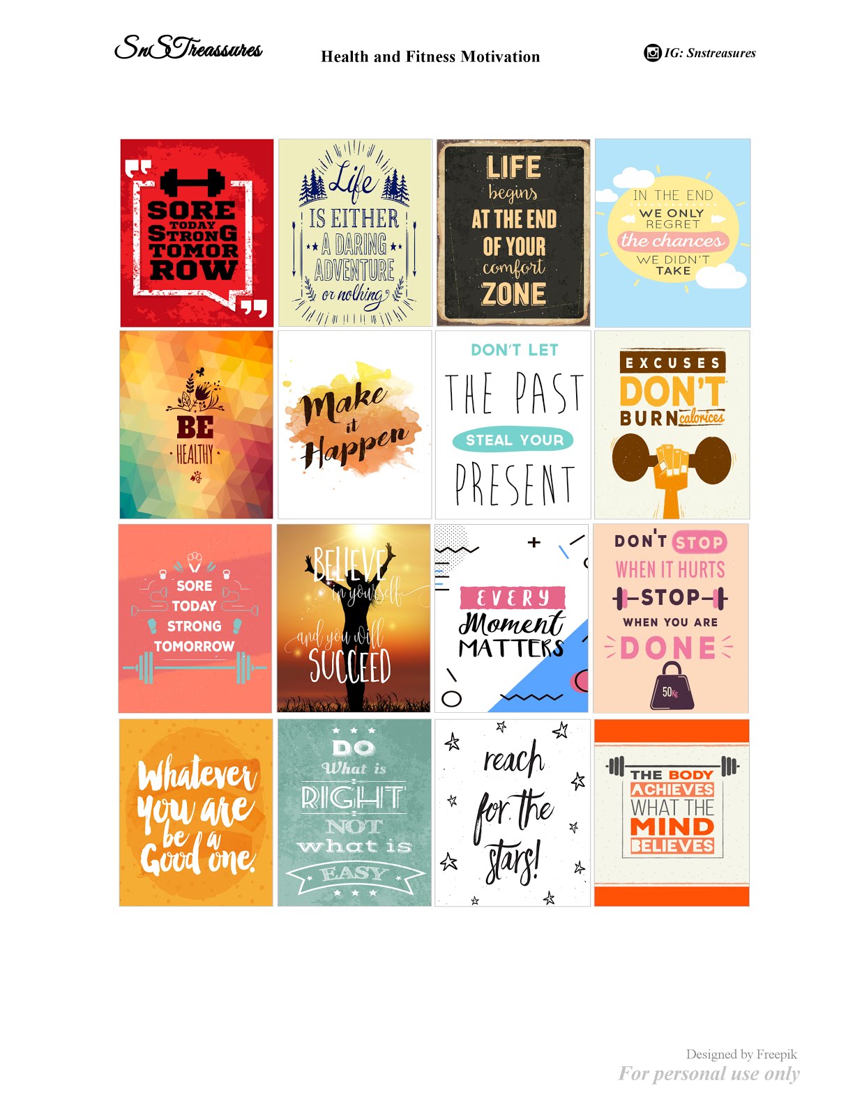 snstreasures Motivational Planner Stickers