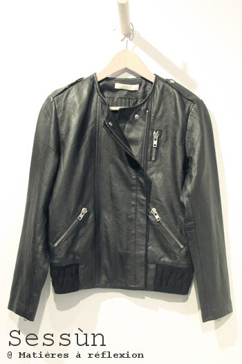 Veste cuir noir Sessùn