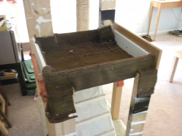 Foster House DIY Cat Tree, Phase Two Carpeting a Cat . . . Tree