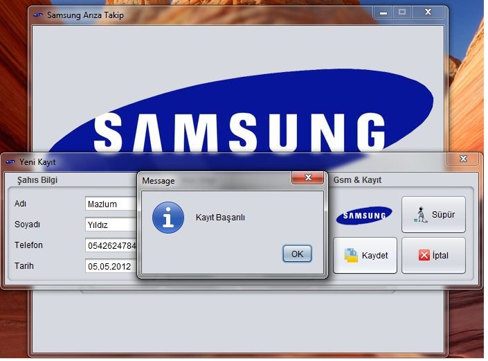 Samsung teknik servis tamir takip