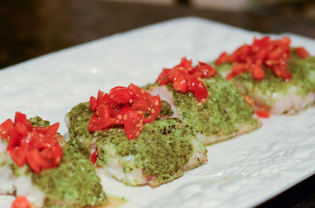 Reckless Abandon: Pesto Glazed Corvina Sea Bass