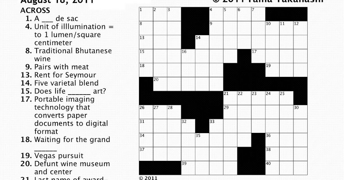 Wine Pairing Recipes, Food and Travel Musings First Wine Themed Crossword