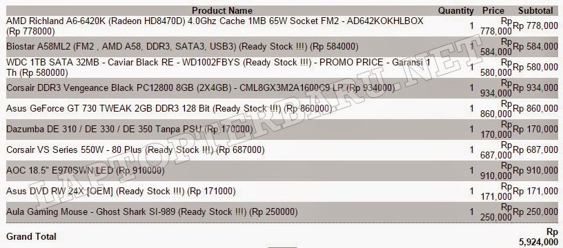 komputer gaming 6 jutaan