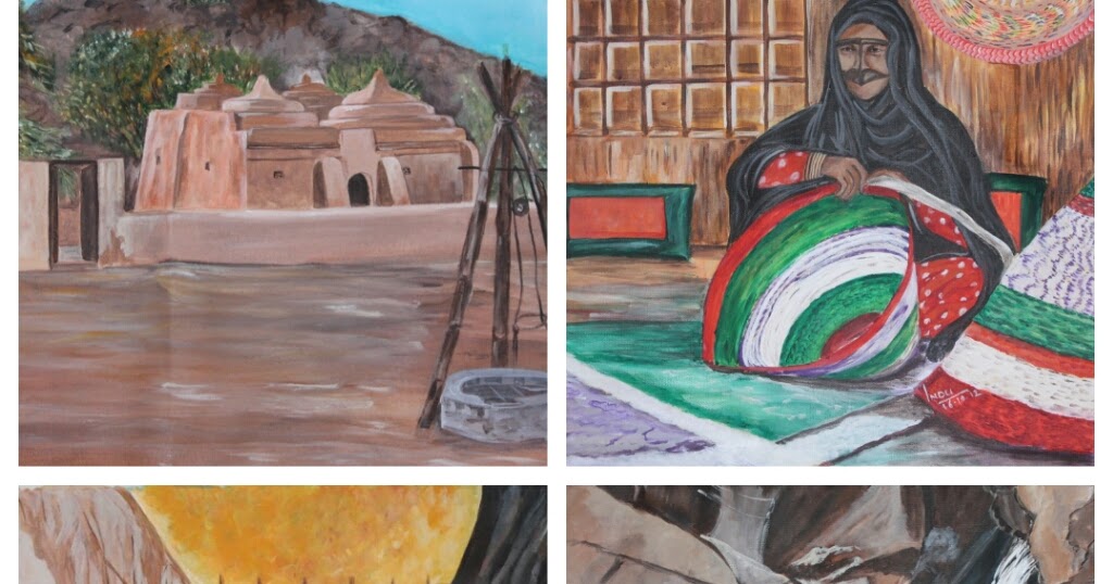 Indu's Acrylic Paintings on the canvas FUJAIRAH UAE TRADITIONAL PAINTINGS