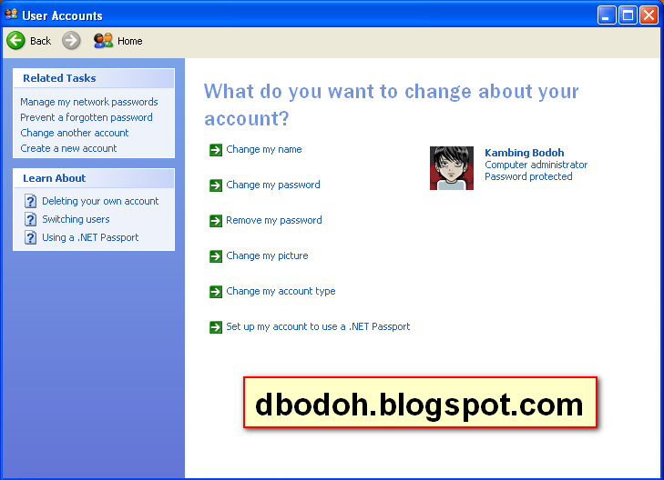 Windows XP Menu User Account Windows XP Professional SATA (Genuine)