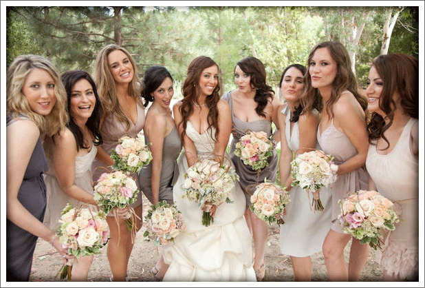 Mismatched bridesmaids dresses
