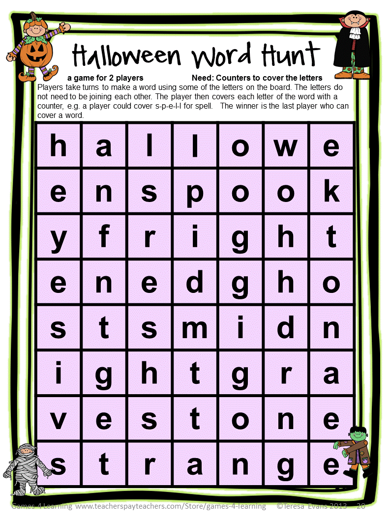 Fun Games 4 Learning Halloween Literacy Freebies