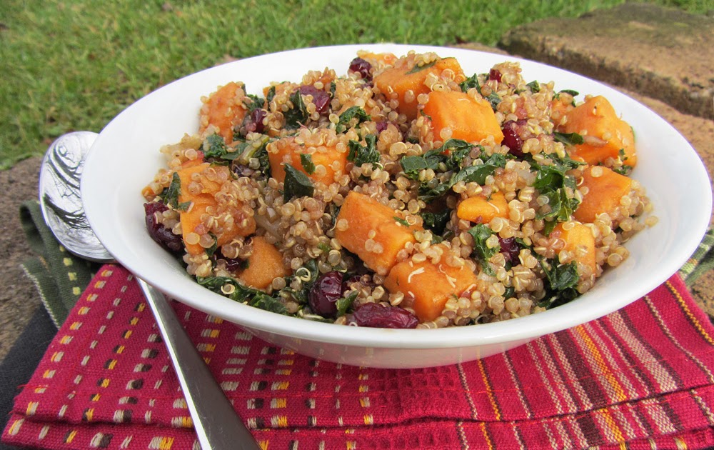 Sweet Potato, Kale, and Cranberry Quinoa Salad Once Upon a Cutting Board