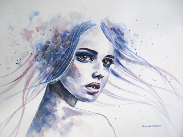 As belas e singelas mulheres coloridas nas aquarelas de Erica Dal Maso Erica Dal Maso deviantart pinturas aquarelas mulheres singelas coloridas