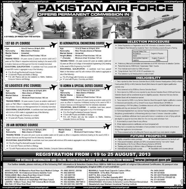 Air Force Jobs - Vacancies in Pakistan Air Force
