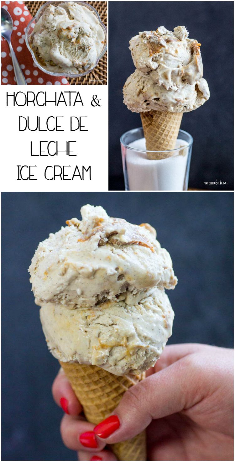 Make your own easy 4 ingredient Horchata Ice Cream! It's full of sweet flavors of Cinnamon and Vanilla with a ribbon of Dulche de Leche though it.