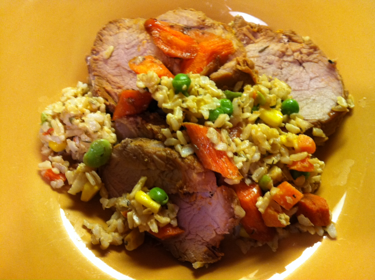La Petite Gourmess Easy Dinner Pork Loin with Brown Rice and Veggies