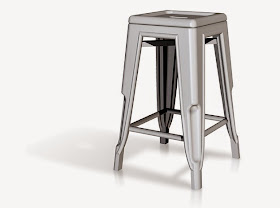 Modern dolls house miniature high Pauchard stool in aluminium..