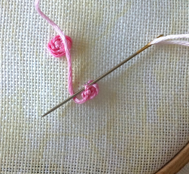 Humming Needles Stem Stitch Rose with Knotted Center Tutorial