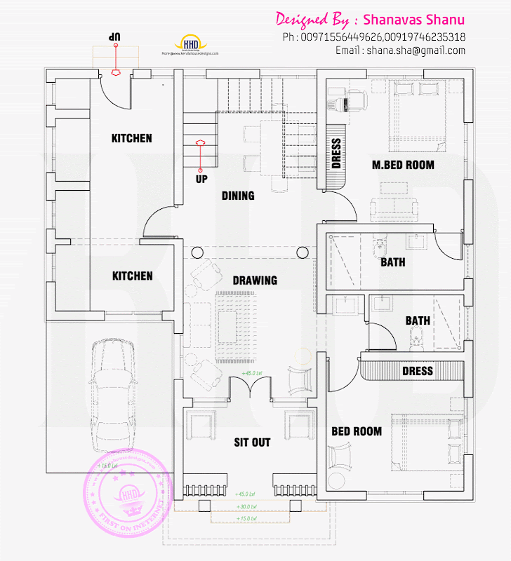Floor plan and elevation of 2337 sq.feet house title=