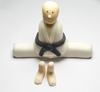Karate fighter fondant figurine feet parts before
