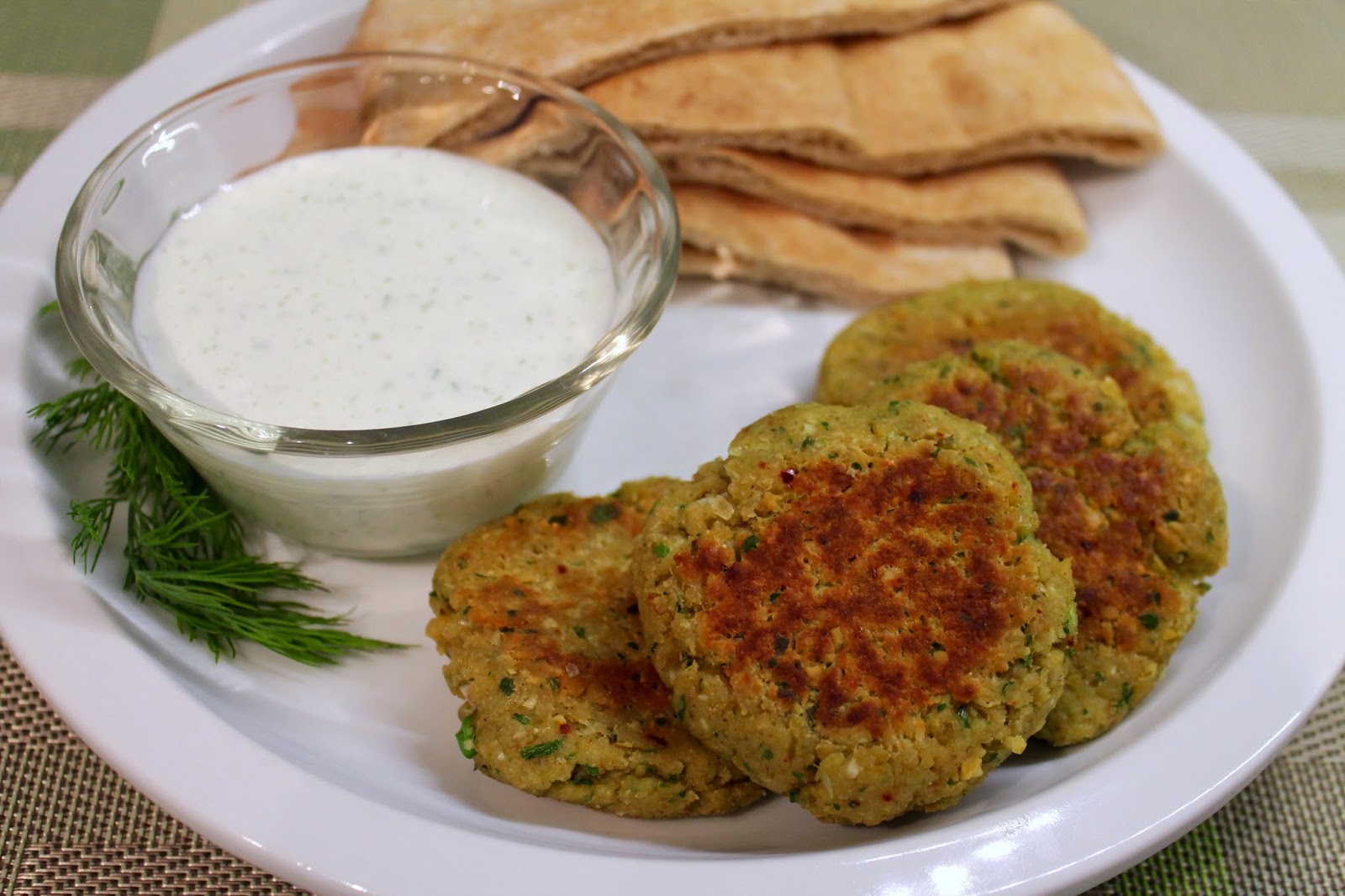 Cook In / Dine Out Mediterranean Chickpea Patties with Tzatziki Sauce