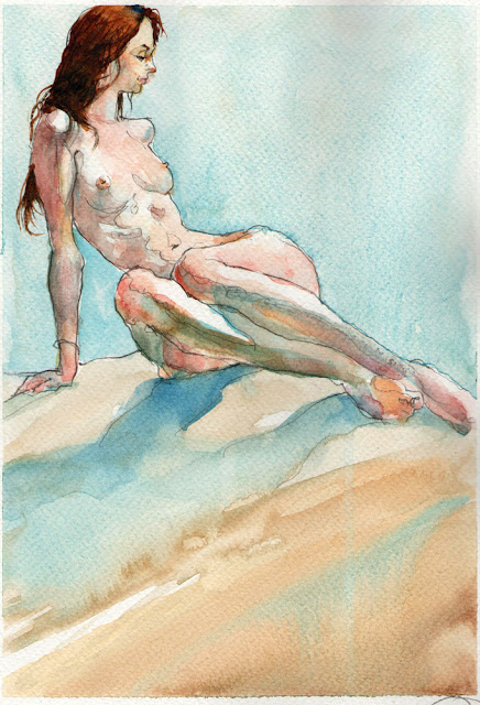 Watercolour nude by David Meldrum