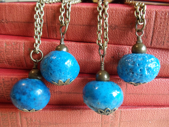 20 BLUE Faience Donkey Beads for Crafts or Jewelry