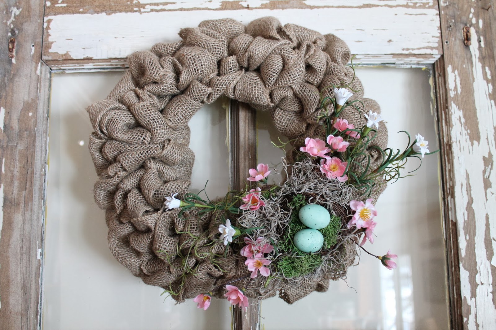 Elizabeth & Co. Spring Burlap Wreaths With Flowers and Nests