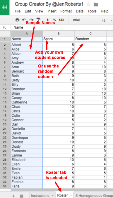 group creator group students fast but not random class roster maker