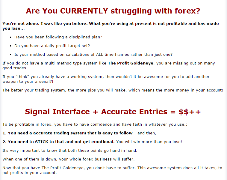 The profit goldeneye forex trading system