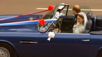The Duke of Cambridge at the wheel of the Aston Martin. YouTube 2011.